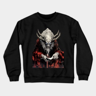 Krampus: A Yuletide Journey into Alpine Folklore on a dark (Knocked Out) background Crewneck Sweatshirt